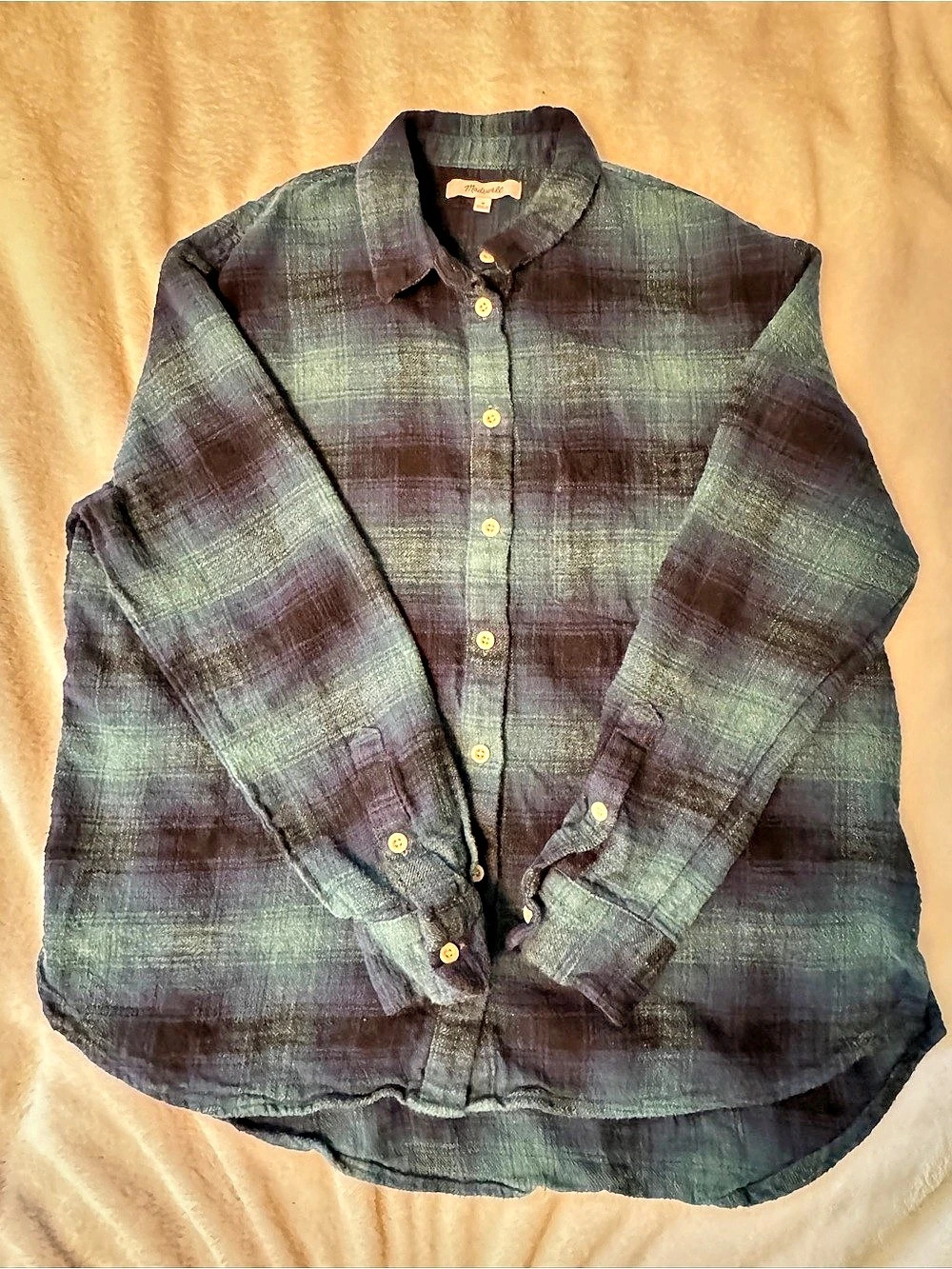 Madewell Flannel Ex-Boyfriend Shirt in Ontario Plaid Ontario Plaid Green & Black